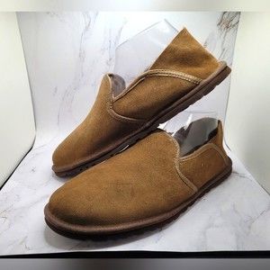UGG Cooke Leather Slippers Men's Suede Brown Slip On Cozy Shearling Brown US 9